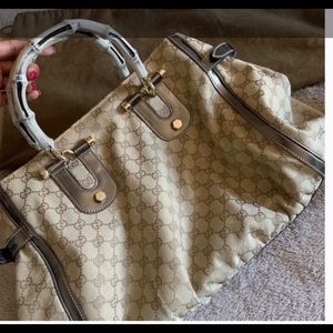 Authentic Pop Bamboo GG canvas large Tote crafted bamboo SALE OR TRADE FOR SMALL
